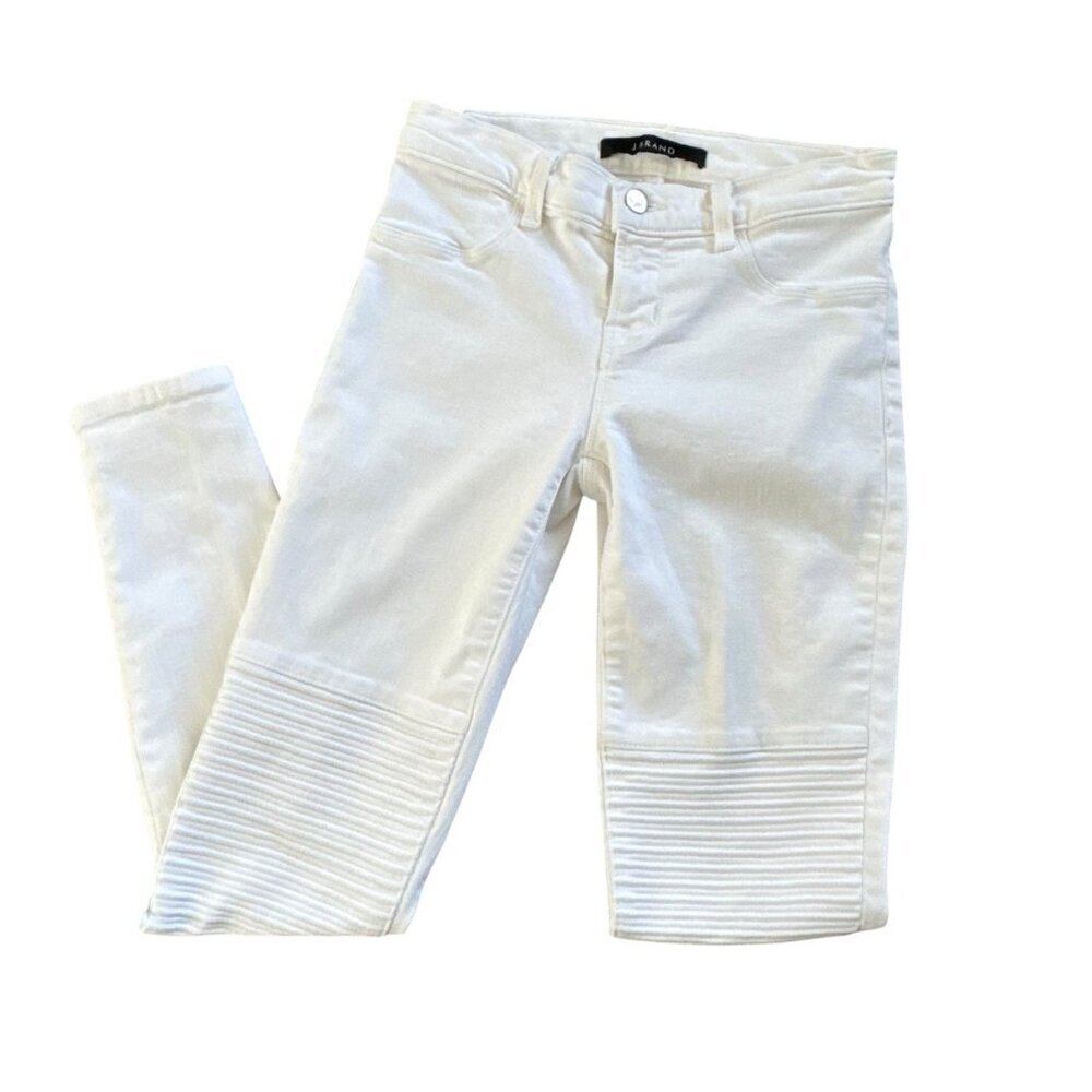 J Brand Women's 24 Nicola Blanc White Moto Stretch‎ Skinny Jeans White Inseam 28
